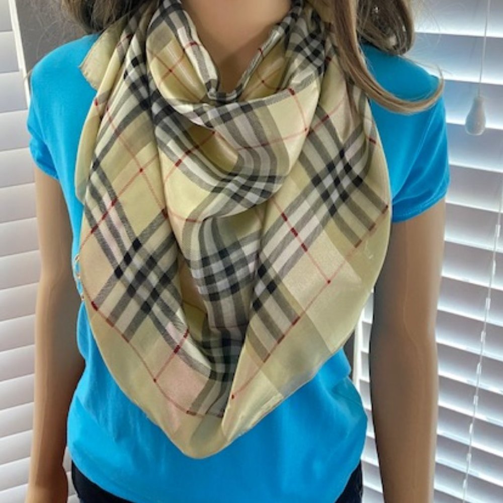 Burberry Authentic Vintage Silk Sheer Satin Scarf